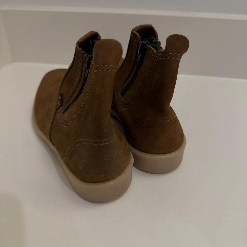 Kids Brazilian Leather Tan Brown Zip Up Wedge Ankle Boots US Youth 3 / 4 BRA 33 - Picture 2 of 9